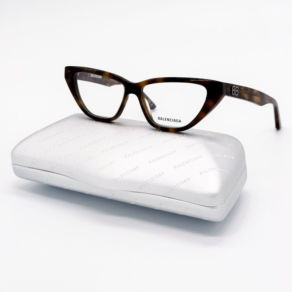 NEW BALENCIAGA EYEGLASSES BB0128O 005 CAT EYE DARK HAVANA WOMEN EYEWEAR BALENCIA
